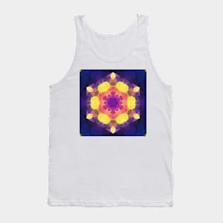 Retro Mandala Flower Pink Yellow Purple and Blue Tank Top